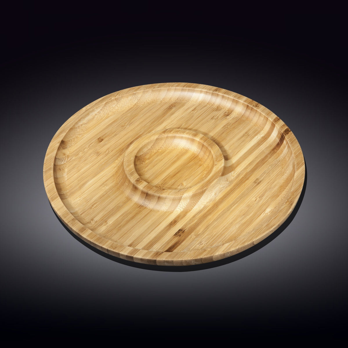Natural Bamboo Round Serving Platter - 2 Sections