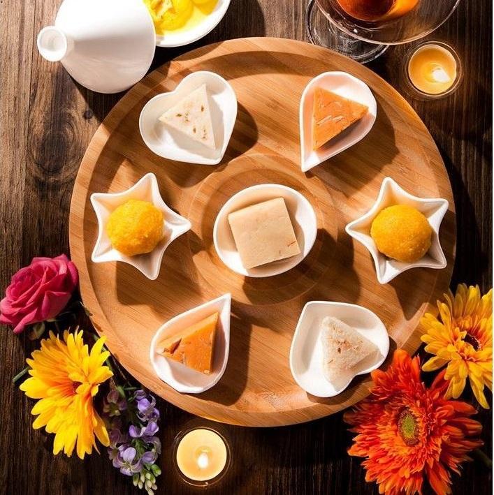 Natural Bamboo 2 Section Platter - 14&quot;