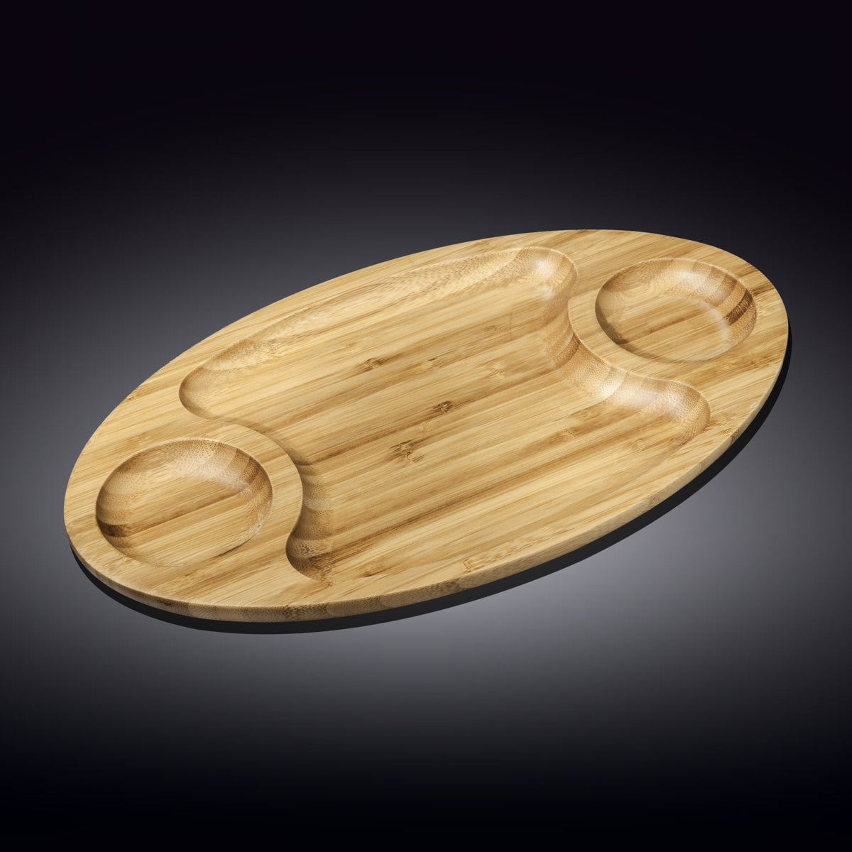 Natural Bamboo 3 Section Platter - 18&quot;x10&quot;