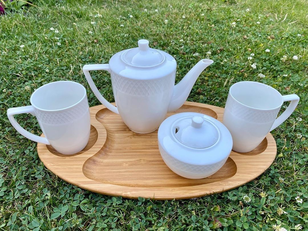 Natural Bamboo 3 Section Platter - 18&quot;x10&quot;