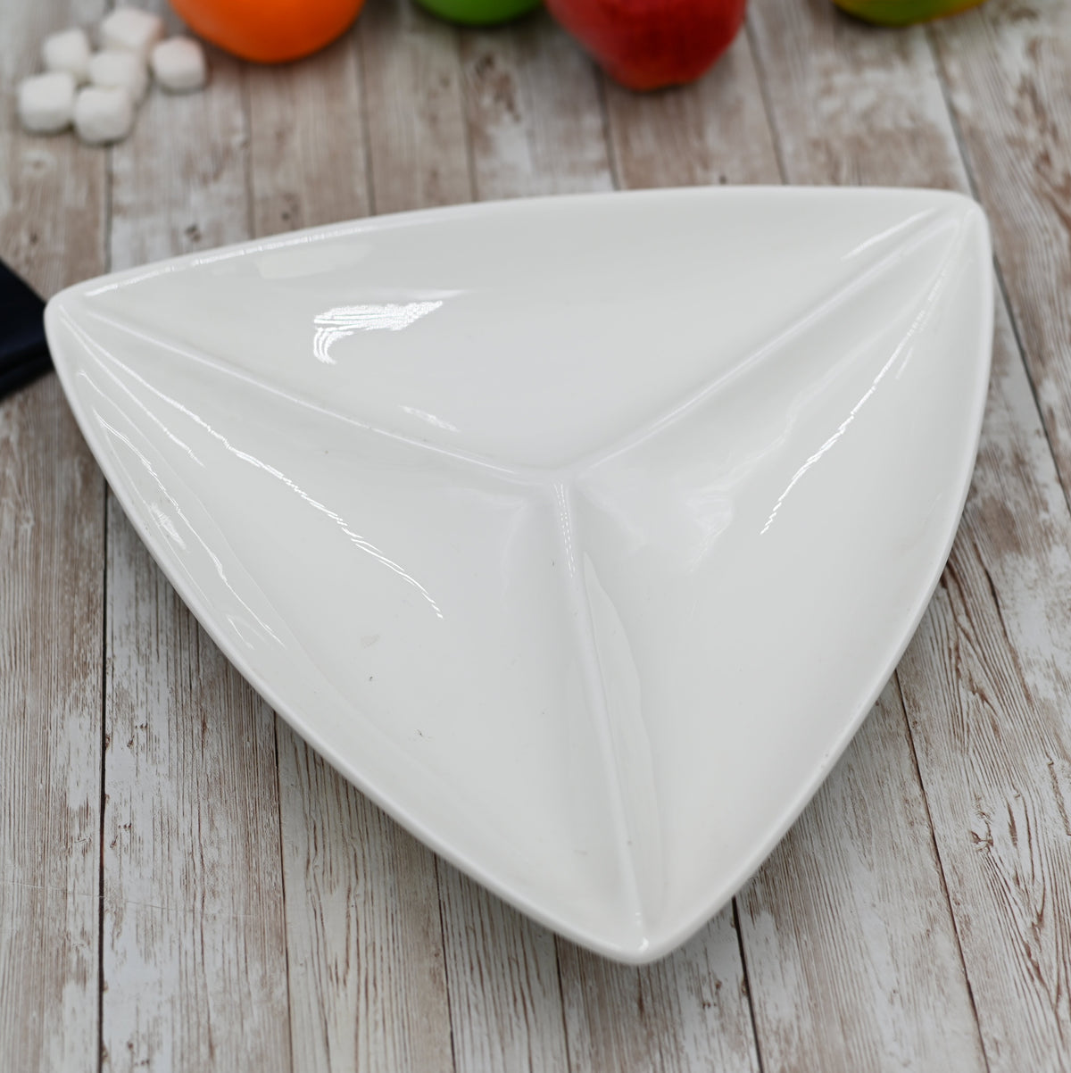 Fine Porcelain Divided Triangular Dish - 11.5&quot;