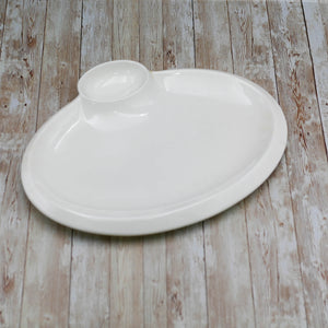2-Sectioned Fine Porcelain Oval Platter - 14"