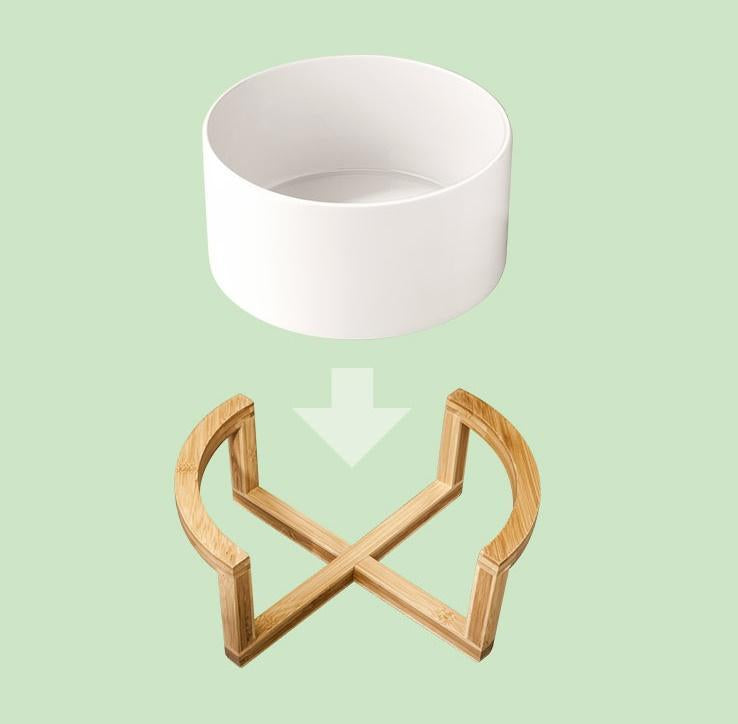 Medium Salad Bowl with Serving Tongs & Bamboo Stand