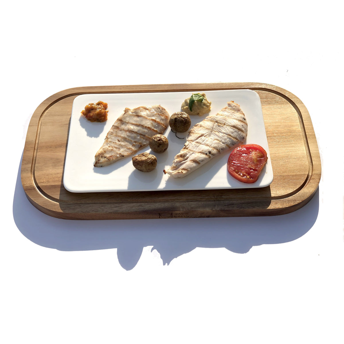 Acacia &amp; Fine Porcelain Large Serving Set